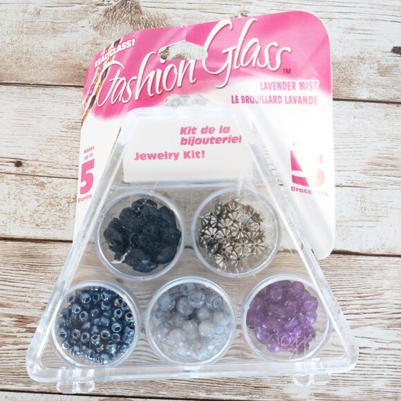 Cousin Corp Fashion Glass 5 Bracelet Jewelry Kit Lavender Mist Grey Purple Grey - Picture 1 of 6